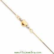 14k Tri-Color Adjustable Puffed Heart anklet