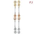 14K Tri-Color Gold .61ct Diamond Designer Drop Earrings