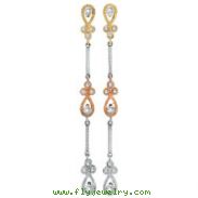 14K Tri-Color Gold .61ct Diamond Designer Drop Earrings