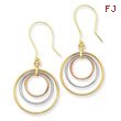 14K Tri-Color Gold Circle Dangle Earrings