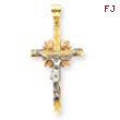 14K Tri-Color Gold Crucifix Pendant