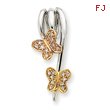 14K Tri-Color Gold Diamond Butterfly Slide Pendant