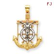 14K Tri-Color Gold Diamond-Cut & Textured Mariner's Cross Pendant