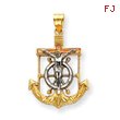 14K Tri-Color Gold Diamond-Cut & Textured Mariner's Cross Pendant