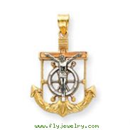 14K Tri-Color Gold Diamond-Cut & Textured Mariner's Cross Pendant