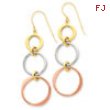 14k Tri-color Triple Circle Dangle Earrings