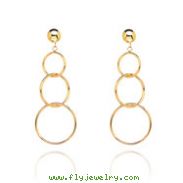 14K Triple Ring Dangle Post Earrings