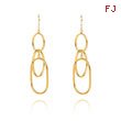 14K Triple Tier Oval Dangle Wire Earrings