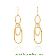 14K Triple Tier Oval Dangle Wire Earrings