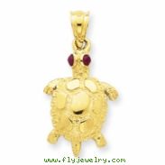 14k Turtle with Ruby Eyes Pendant