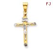 14K Two-Tone & Rhodium INRI Crucifix Pendant