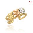 14K Two-Tone & Rhodium Plumeria Toe Ring