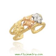 14K Two-Tone & Rhodium Plumeria Toe Ring
