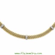 14k Two-Tone 17in 6.75mm .05ct Completed Polished Diamond & Mesh Necklace chain