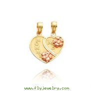 14K Two-Tone "Mommy/Me" 2-Piece Break-Apart Heart Charm
