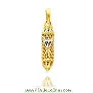 14K Two-Tone 3D Mezuzah with Shin Charm
