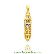 14K Two-Tone 3D Mezuzah with Shin Charm