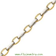 14K Two-Tone 6.6mm Fancy Thin Oval Link Bracelet