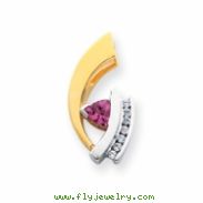 14k Two-tone 6mm Pink Tourmaline AA Diamond slide