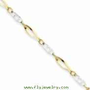 14k Two-Tone 7in Polished Fancy Link Bracelet