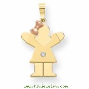 14k Two-tone A Diamond kid pendant