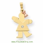 14k Two-tone A Diamond kid pendant