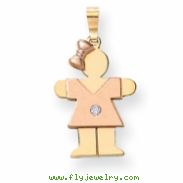 14k Two-tone A Diamond kid pendant