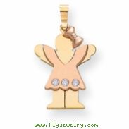 14k Two-tone A Diamond kid pendant