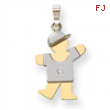 14k Two-tone A Diamond kid pendant