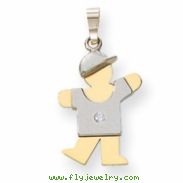 14k Two-tone A Diamond kid pendant