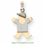 14k Two-tone A Diamond kid pendant