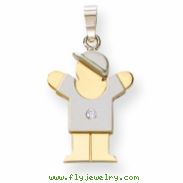 14k Two-tone A Diamond kid pendant