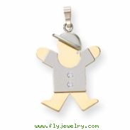 14k Two-tone A Diamond kid pendant