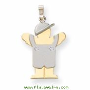 14k Two-tone A Diamond kid pendant