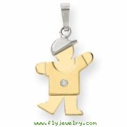 14k Two-tone AA Diamond kid pendant