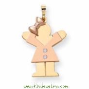 14k Two-tone AA Diamond kid pendant