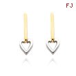 14K Two-Tone Bar & Heart Dangle Earrings