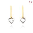 14K Two-Tone Bar & Heart Dangle Earrings