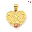 14k Two-tone Big Sister Heart Pendant