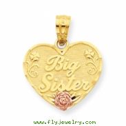 14k Two-tone Big Sister Heart Pendant