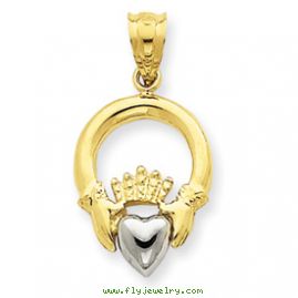 14k Two-tone Claddagh Pendant