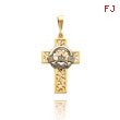 14K Two-Tone Claddagh Thorn Cross Pendant