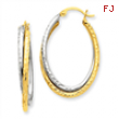 14k Two-tone D/C Polished Oval Hoop Earring