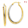 14k Two-tone D/C Polished Oval Hoop Earring