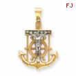 14k Two-tone Diamond-cut Mariner's Cross Pendant