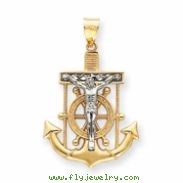 14k Two-tone Diamond-cut Mariner's Cross Pendant