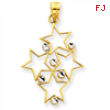 14K Two-tone Diamond-cut Star Cluster Pendant