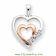 14k Two-tone Diamond Heart Pendant