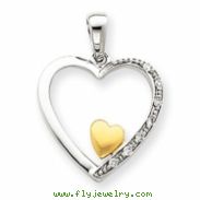 14k Two-tone Diamond Heart Pendant