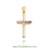 14K Two-Tone Fancy Polished Cross Pendant